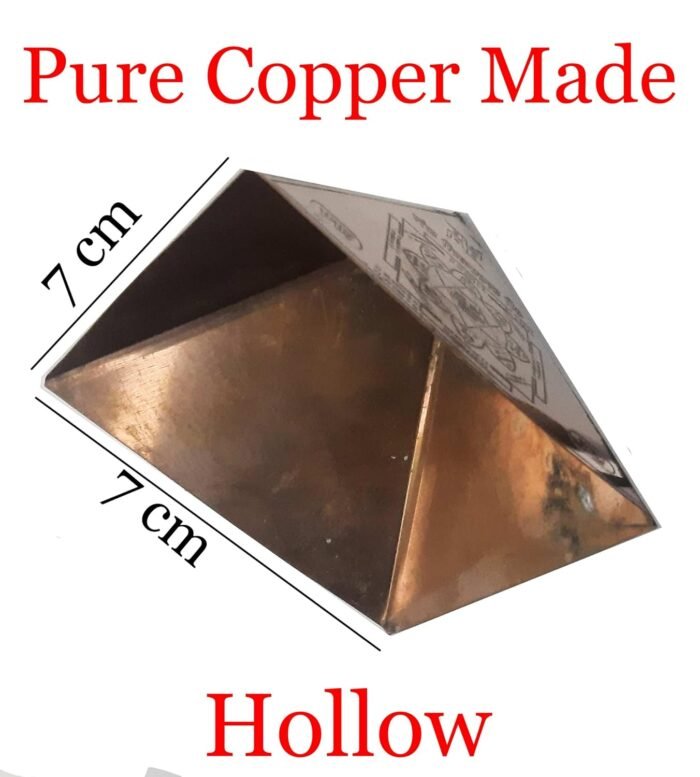 Copper Vastu Pyramid Hollow Vastu Dosh Nivaran 4 side Yantra Vastu protection Yantram Pure Copper Pyramid, Vastu Dosh Nivaran Yantra, Sri Yantra, Saraswati Yantra, Raksha kavach Yantra, Size 7x7 cm - Image 2